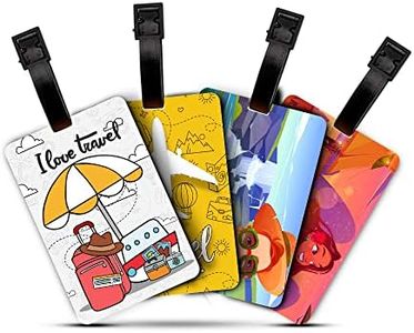 Ultra ERRECOM 3D ID Label Tags for Luggage Suitcase & School Bags Set of 4 Labels - I Love Travel + Travel Time + Selfies Lady + Men