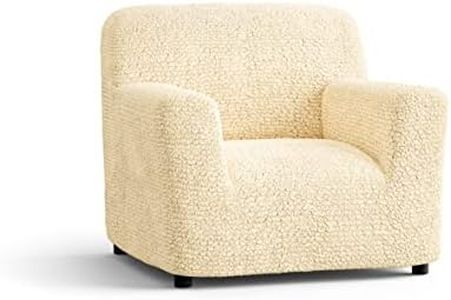 PAULATO BY GA.I.CO. Chair Cover - Armchair Cover - Armchair Slipcover - Soft Polyester Fabric Slipcover - 1-Piece Form Fit Stretch Stylish Furniture Protector - Microfibra Collection - Cream (Chair)