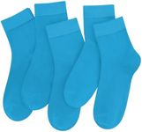 SERISIMPLE Colorful Quarter Ladies Crew Socks Breathable Solid Pastel Light Color Thin Bootie Unisex Sock 5 Pairs (m,Ocean Blue)