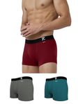 XYXX Men's Cotton Trunks (Pack of 3) (XYTRNK3PCKN546L_Dark Maroon + Legion Blue + Frost Grey_L)