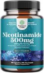 Vitamin B3 Niacinamide 500mg Capsules - Mitochondrial Energy and Potent Skin Supplement - AKA Vitamin B3 Niacin 500mg Flush Free and Nicotinamide 500mg - Flush Free Niacin Supplement - 180 Count