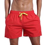 Shorts Men, Sale Clearance Shorts with Zipper Swimming Trunks Shorts Prime Deal Men Swimming Trunks 38 Waist Men's Dive Red