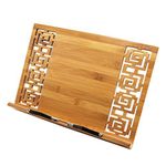 Retro Hollow Portable Adjustable Bamboo Bookrest Tablet Textbook Cookbook Music Document Stand Holder Reading Rest Bookstand