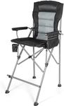 REDCAMP Oversized Tall Folding Camping Chair Heavy Duty 330lb, Portable Bar Height Directors Chair with Footrest Paded for Lawn Outdoor Sport, Black