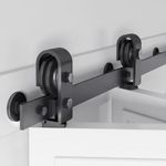 FINOSEN 52 inch Bifold Barn Door Hardware Track Kit for Two 24 inch Closet Doors,Top Mount Sliding System,Heavy Duty Roller,Smoothly and Quietly,Black(Bifold Door Not Included)