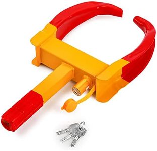 Hedume Heavy Duty Anti-Theft Wheel Clamp Lock, Adjustable, Universal, Red and Yellow, Key Lock