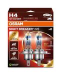 OSRAM NIGHT BREAKER 220, H4, 220% more brightness, halogen headlight lamp, 64193NB220-2HB, Folding Box (2 lamps), white