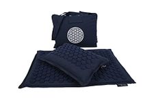 PRO 11 WELLBEING ECO Acupressure mat and Pillow Set with Large Carry Bag (Navy Blue)