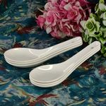 Vemlons Soup Spoons Soup Spoon Set of 6 Piece/Ceramic Soup Spoon Bone China Soup Spoon Soup Spoon Set(White)(Soup Spoons)