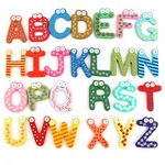 Prescent 26pc Wooden Magnet Multicolor Colorful Alphabets A to Z for Learning and Education (Multicolor)