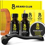 The Beard Club Enhanced Beard Growth Kit - Derma Roller, Beard Growth Oil (2PK), Sandalwood Beard Balm, Beard Comb - Gift Set