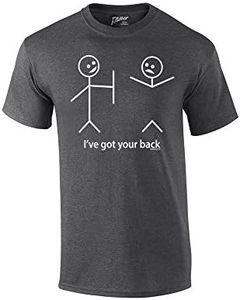 Funny T-Shirt Stick Figures I Got Your Back-HeatherGray-Small