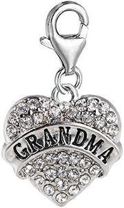 Grandma lobster claw charms for bracelets Women's Grandma Heart Charm W Clear Rhinestones Dangling Clip On Lobster Claw Charm For Bracelets Or Necklace