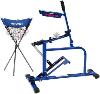 MOXOW Sagitta Baseball & Softball Pitching Machine with Ball Caddy - Portable Ball Launcher for Batting and Fielding Practice, Ideal for All Skill Levels