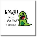 3dRose ht_157446_3 Rawr Means I Love You in Dinosaur Iron on Heat Transfer, 10 by 10", White