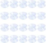 Pawfly Double Sided Suction Cups 2 cm Clear PVC Plastic Suckers for Glass Table, 20 Pack