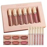 Beteligir 6Pcs Matte Liquid Lipstick Set, 6 Nude Colors Matte liquid Long-Lasting Non-Stick Cup Not Fade Waterproof Lip Gloss Set for Women Makeup (B)