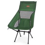 Rainberg Ultra Lightweight High Back Camping Chair, Folding Chair, Camping Chairs for Adults, Foldable Garden Outdoor Picnic BBQ Chairs. (Pack of 1, Green)