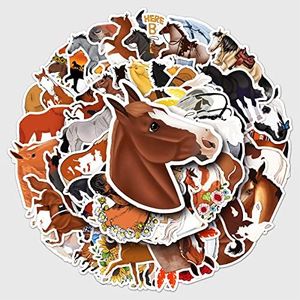 50 Packs Horse Stickers Water Bottles Laptop Phone Motorcycle Computer Guitar Skateboard Hydroflasks Cartoon Horse Vinyl Sticker Waterproof Aesthetic Trendy Decals for Teens Girls Adults