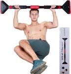 Adipro Doorway Pull Up Bar for Home and at Gym Workout Without Screw | Chin up Rod Exercise Equipment With Lock Mechanism | Door Wall Pullup Hanging Stick to Increase Height (70-100, Red)