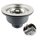 Sink Collection Stainless Steel Kitchen Sink Basket Strainer Plug Waste with Square Overflow 1½" (Medium)