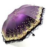 Honeystore Shining Lace Umbrella 3 Folding Sunny and Rainy Anti-uv Party Parasol Grape