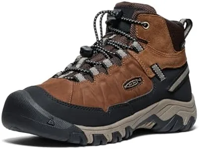 KEEN Unisex Kid's Targhee 4 Mid Waterproof Hiking Boots, Bison Brindle, 6 US