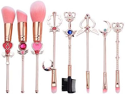 Sailor Moon Makeup Brushes Set - 8pcs Cosmetic Makeup Brush Set Professional Tool Kit Set Pink Drawstring Bag Included (Sailor Moon)