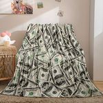 Money Blanket Dollar Throw Blanket Wealth Themed Flannel Fleece Blanket Money Sign Blanket Soft Fuzzy Blanket for Bedroom Couch Sofa (Throw(50"x60"), Dollar)…