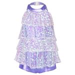 Aislor Girls Kids Modern Jazz Latin Tutu Dress Ballet Dance Outfit Stage Performance Costume Shiny Dancewear Lavender 7-8 Years