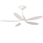 FENGYUN ELE Ceiling Fan with Light, 52'' Ceiling Fans with Lights and Remote Control, White Ceiling Fans with Lamps 6-Speed Adjustable, DC Motor Reversible 5 Blades for Bedroom Living Room