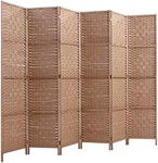 Artiss 6 Panel Room Divider, Folding Wooden Privacy Portable Screen Shelf Dividers Partition Wall Screens Home Pet Child Indoor Balcony Bedroom Furniture, Separator Water-Resistant Natural