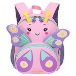 Tokeya Kids School Bags, Backpack for Girls Children Toddler SchoolBag Pink Nursery Daypack Rucksack Lightweight Waterproof Animal Bookbag Preschool 2-6 Years Nursery, Butterfly