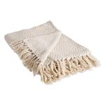 DII Rustic Farmhouse Cotton Zig-Zag Blanket Throw with Fringe For Chair, Couch, Picnic, Camping, Beach, & Everyday Use , 50 x 60" - Natural