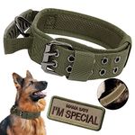 Upgrade Tactical Dog Collar - Military Dog Collar Nylon Adjustable Training Collar Reflective Dog Collar with Handle and Heavy Duty Metal Buckle for Medium Large Dogs(Green, XL)