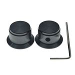 2-Pack Set Screw Style Aluminium Potentiometer Knobs 1/4" Universal Top Hat Knobs Bell Volume Tone Control Knobs for Guitar/Bass/AMPS/Preamps Black