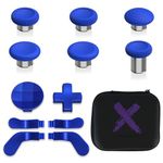 eXtremeRate 13 in 1 Component Pack Kit for Xbox Elite Series 2 Controller, 6 Metal Thumbsticks & Tool, 2 D-Pads, 4 Paddles for Xbox Elite Series 2 Core Controller - Blue & Metallic Silver