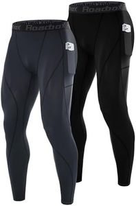 Roadbox Mens Compression Pants with Pockets, 1 or 2 Pack Athletic Running Leggings Baselayer, Lightweight Tights for Gym Basketball Yoga Cycling