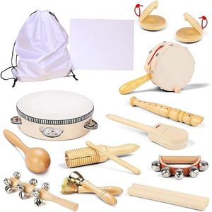 Wooden Toddler Musical,Kids Musical Instruments Toys，Percussion Instruments Set with Storage Bag, Preschool Educational Music Toys for Boys Girls, Natural Eco-Friendly Wooden Music Set (11pcs)