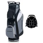 ULTIMATE Golf Cart Bag w/14 Way Top Dividers, Lightweight Golf Stand Bag w/Rain Hood & 7 Zippered Pockets Including a Cooler Pocket, Umbrella Holder, Shoulder Strap, Handles for Men & Women