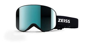 ZEISS Cylindrical Sonar Snow Goggles, Multi Layer S3 Sunny Weather Tinted Protective Ski and Snowboard UV Sports Glasses, Modern Lenses, Prescription Compatible - Adult Size - (Celeste Green Mirror)