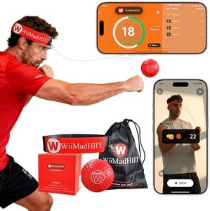 WiiMad Boxing Reflex Ball & Punching Ball with Headband – App Punch Counter Workout Toy for Kids 8+ Teen Boys Adults | Hand Eye Coordination Trainer | Home Gym Game Gift | Red