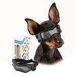 PETLESO Dog Goggles Small Breed, Dog Sunglasses for Small Breed UV Protection Eyewear for Small Dog, Small Black