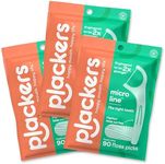 Plackers Micro Line Dental Floss Picks, Fold-Out FlipPick, Tuffloss, Easy Storage with Sure-Zip Seal, Fresh Mint Flavor, 90 Count (Pack of 3) (Packaging May Vary)