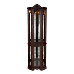 Southern Enterprises Lighted Corner Curio Cabinet, Mahogany Finish with Antique Hardware