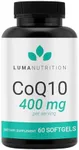 Luma Nutrition CoQ10 400mg Softgels - Premium Coenzyme Q10 - Co Q-10 200mg Softgel / 400mg Per Serving - 60 Liquid Softgels