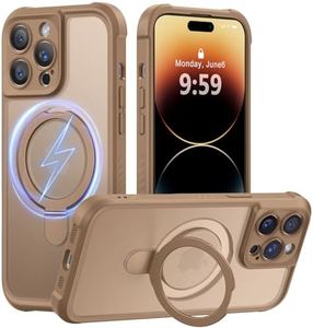 MOCCA Design for iPhone 14 Pro Case with Magnetic Invisible Stand [Full Camera Protection] [Compatible with Magsafe] Military Drop Shockproof Translucent Matte Phone Case Cover 6.1",Brown