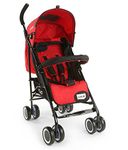 LuvLap City Baby Stroller/Buggy, Compact & Travel friendly baby pram, for Baby & Kids, 6-36 Months, with 5 point safety harness, adjustable seat recline, extendable canopy, 15Kg capacity (Red)