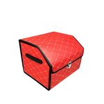 plastific Multi-Compartment Car Boot Organizer, Non-Slip Tidy Boot Bag - Essential Car Accessories, Heavy Duty Collapsible Foldable Shopping Tidy Storage Travel Box (Red - 38 * 31 * 29cm)