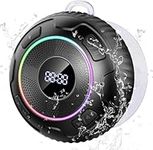 Hupoaf Shower Speaker Bluetooth 5.3, 2025 IP7 Waterproof Speaker, Portable Speaker with Deep Bass, 6D HIFI Stereo, Outdoor Speaker Weatherproof, 10H Playtime, RGB, for Bathroom, Travel, Pure black